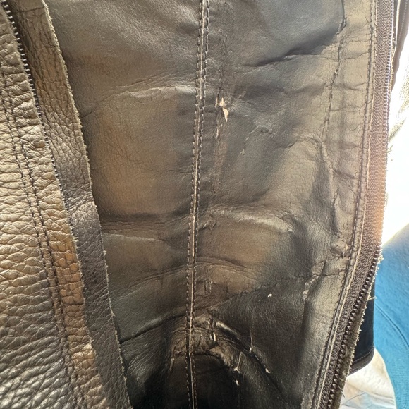 Banana Republic Black Pebbled Leather Knee High Wedge Boots Made in Brazil - Picture 11 of 12